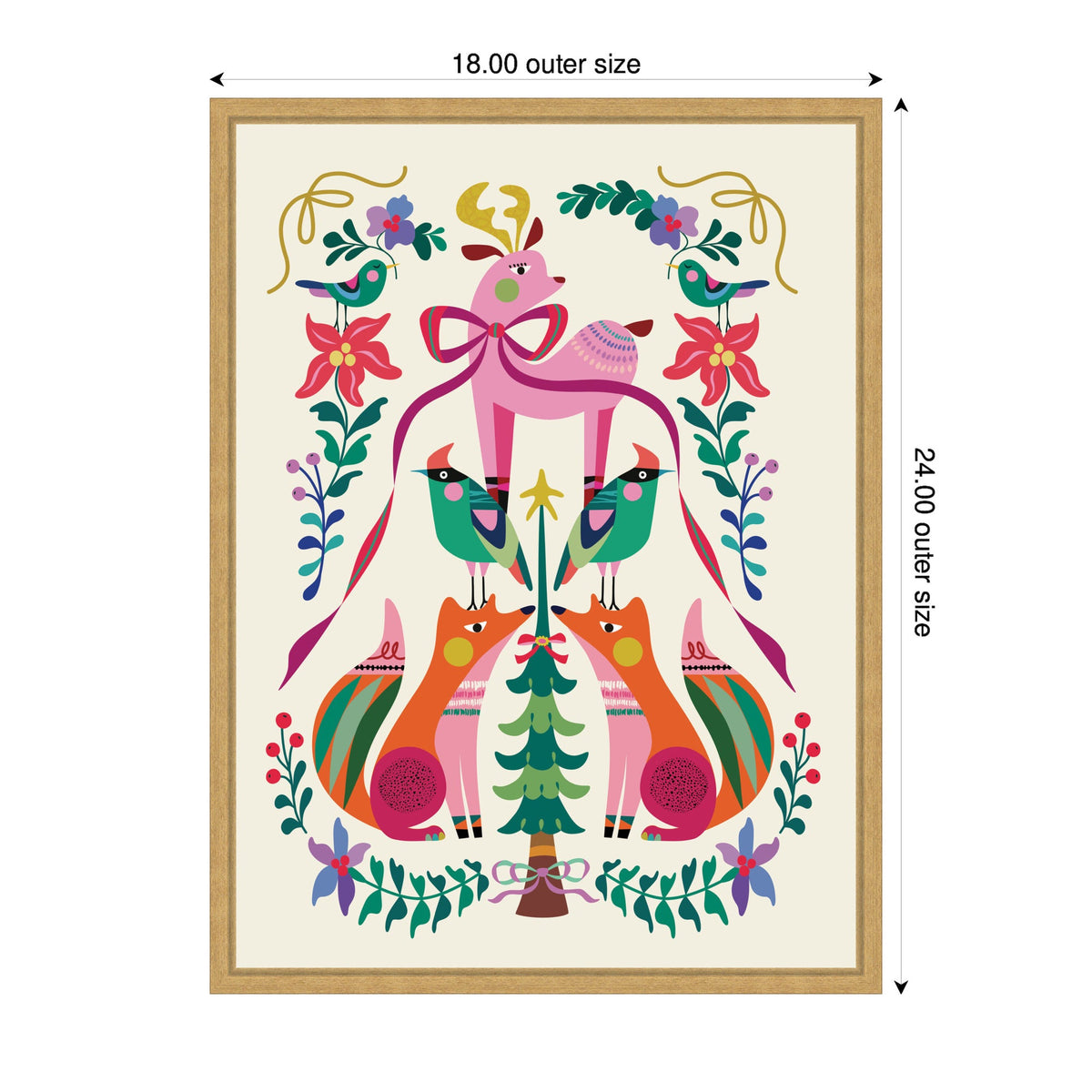 Sylvie Framed Canvas Winter Woodland Animals Christmas Tree by Rachel Lee