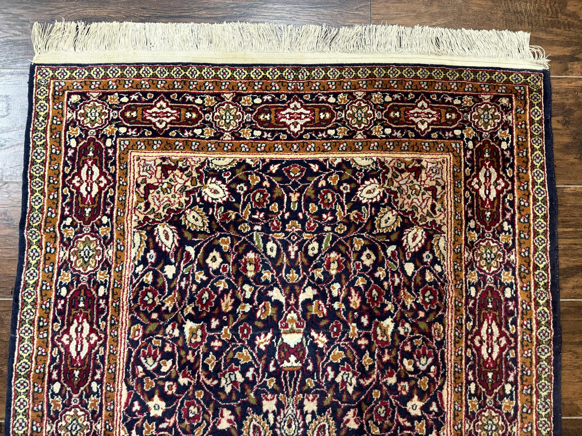 Indo Kashmiri Rug 3x5, Navy Blue, Very Fine 400 KPSI, Pair A - Jewel Rugs, view 4