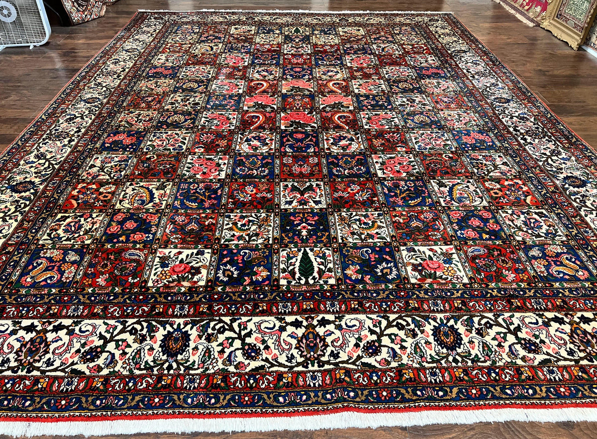 Persian Bakhtiari Rug 10x14, Multicolor Khesti Panel Design - Jewel Rugs