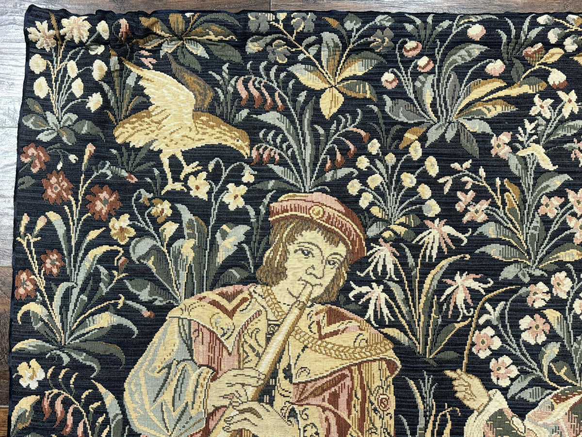 Vintage Belgium Tapestry 4x5, The Concet Musicians, Green - Jewel Rugs, view 7