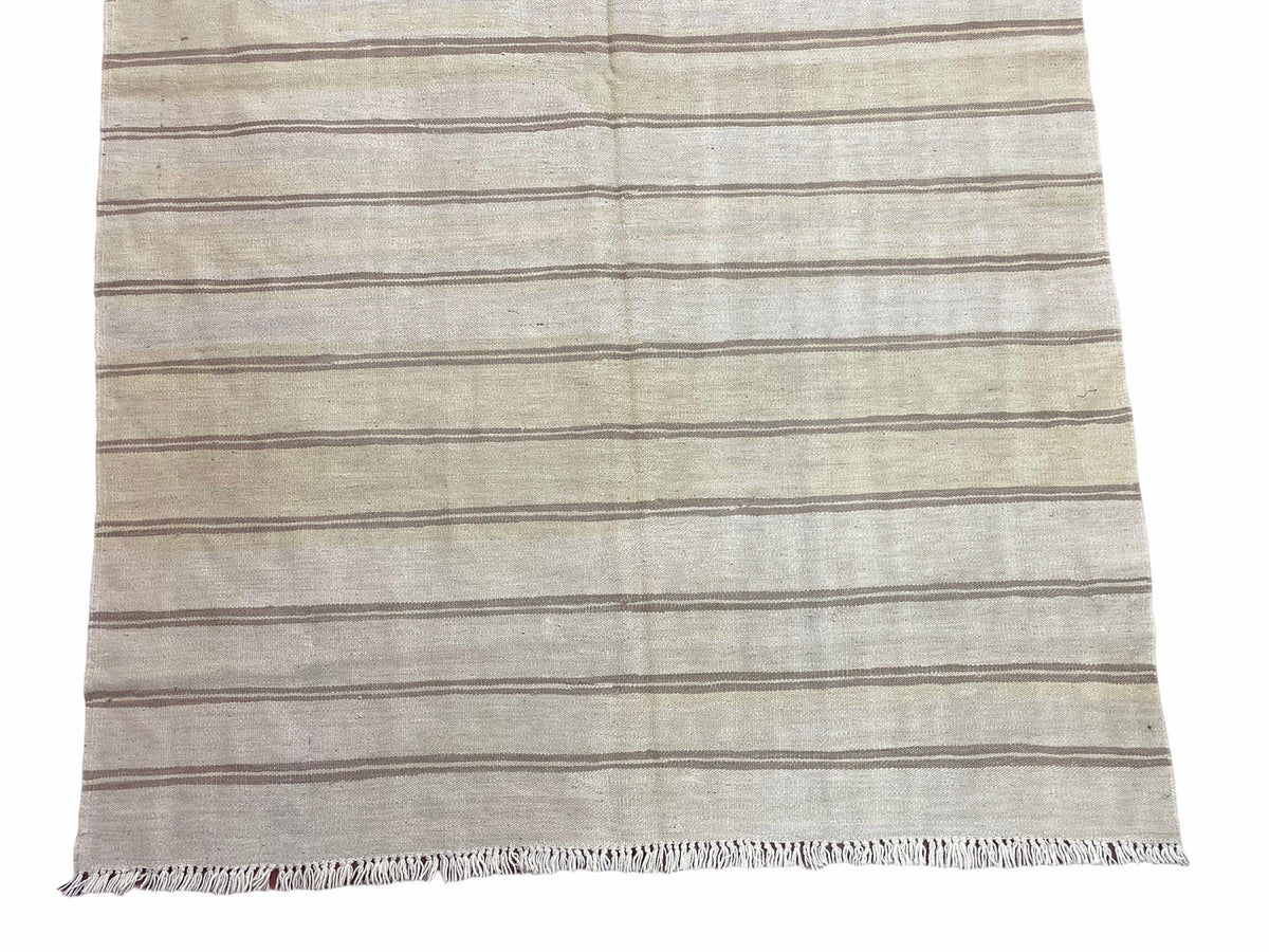 5x8 Turkish Kilim Rug, Flatweave Carpet, Striped Blanket, Southwestern Design, New, Gray, Wool, High Quality, Hand-Knotted - Jewel Rugs, view 6
