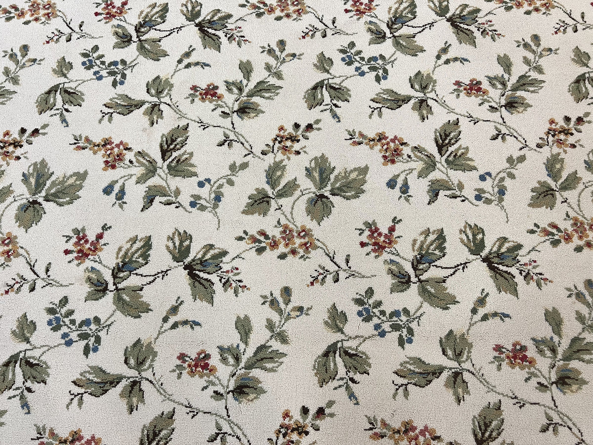 Vintage Stark Carpet 7x10, Ivory and Green, European Aubusson Design, Allover Pattern, Stark Rug - Jewel Rugs, view 4