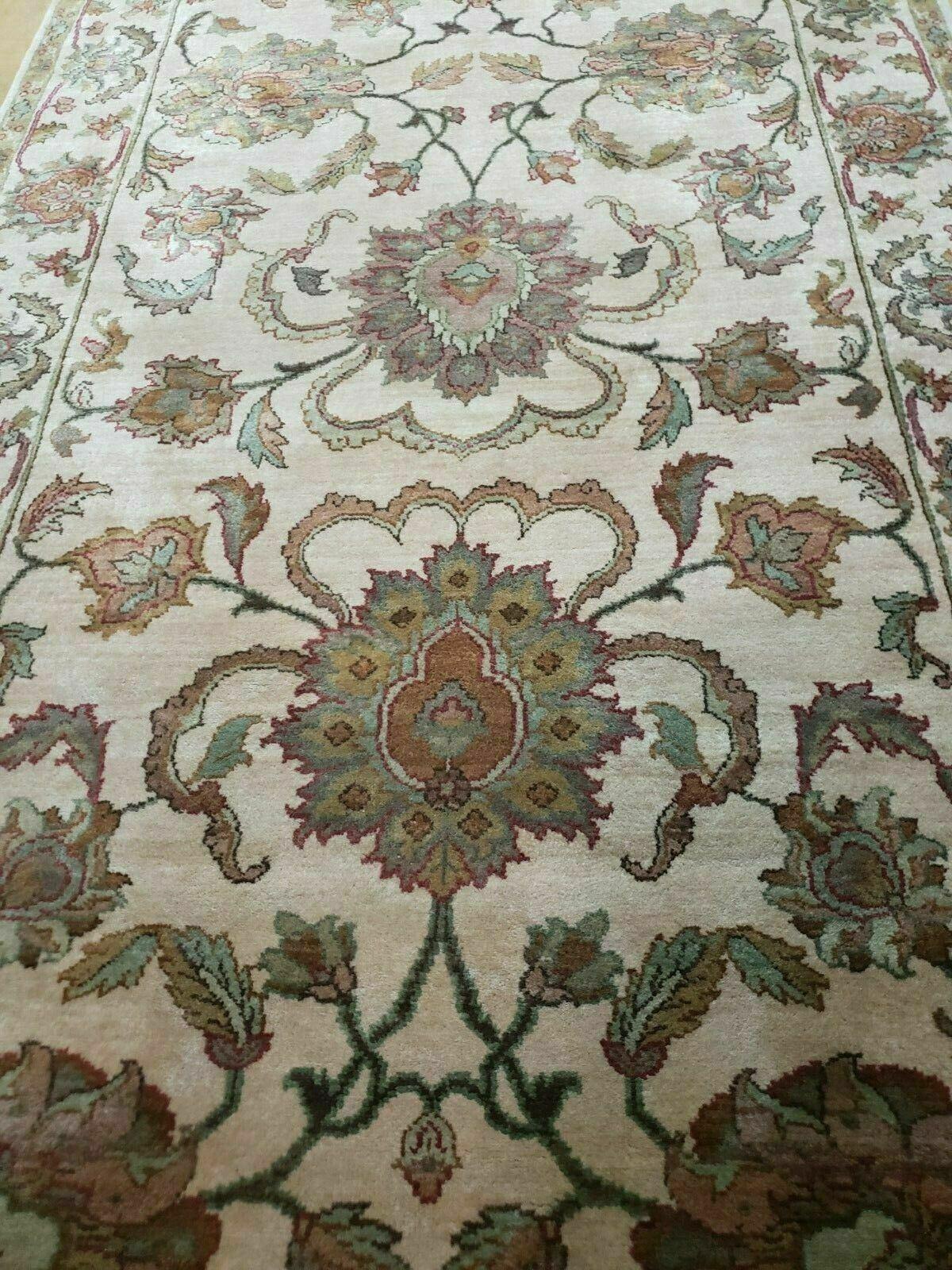 4x12 Vintage Oriental Runner Rug Hand Knotted Indian Agra Wool Tea Washed Beige - Jewel Rugs, view 11