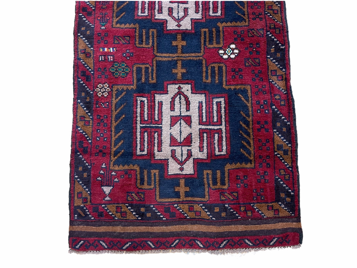 2' 9" X 4' 7" Vintage Handmade Tribal Wool Rug Balouchi Rug Afghan Rug Red Beige - Jewel Rugs, view 5