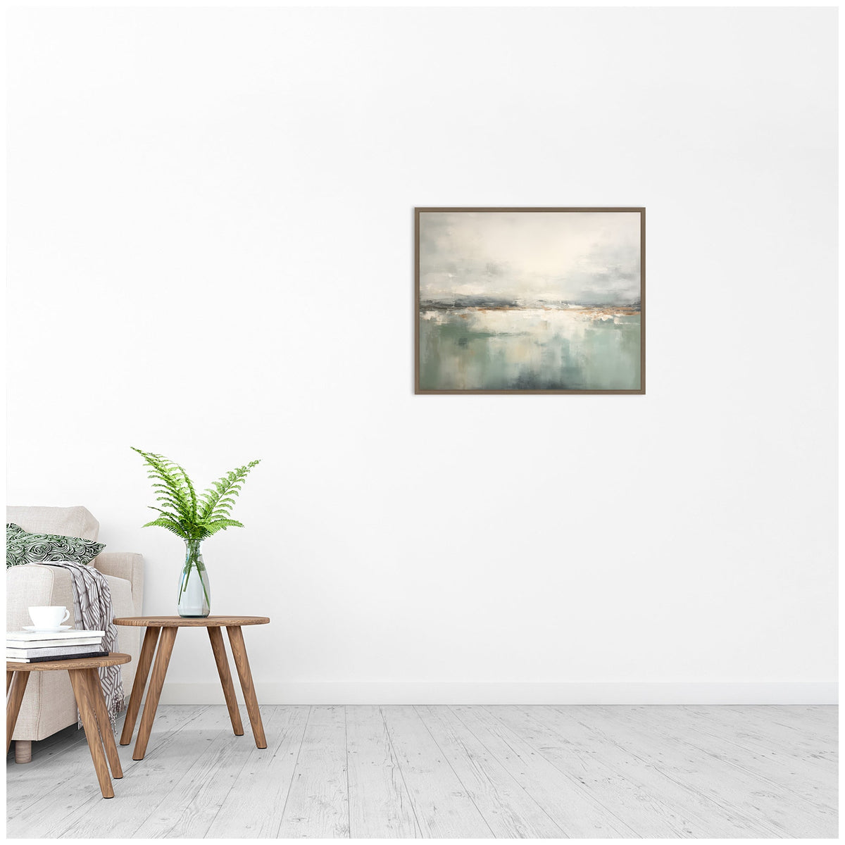 Subtle Abstract Gray Green Horizon by The Creative Bunch Studio Framed Canvas Wall Art Print