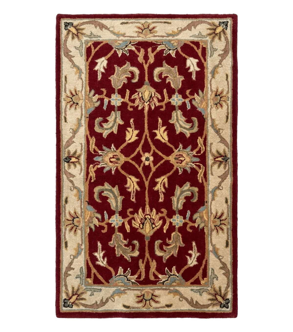 Small Floral Wool Rug 3x5, Safavieh Heritage Collection, Dark Red, Pair A - Jewel Rugs