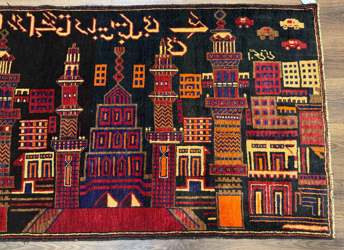 Balouch Rug 3x5, City Pictorial, Afghan Rug - Jewel Rugs, view 5
