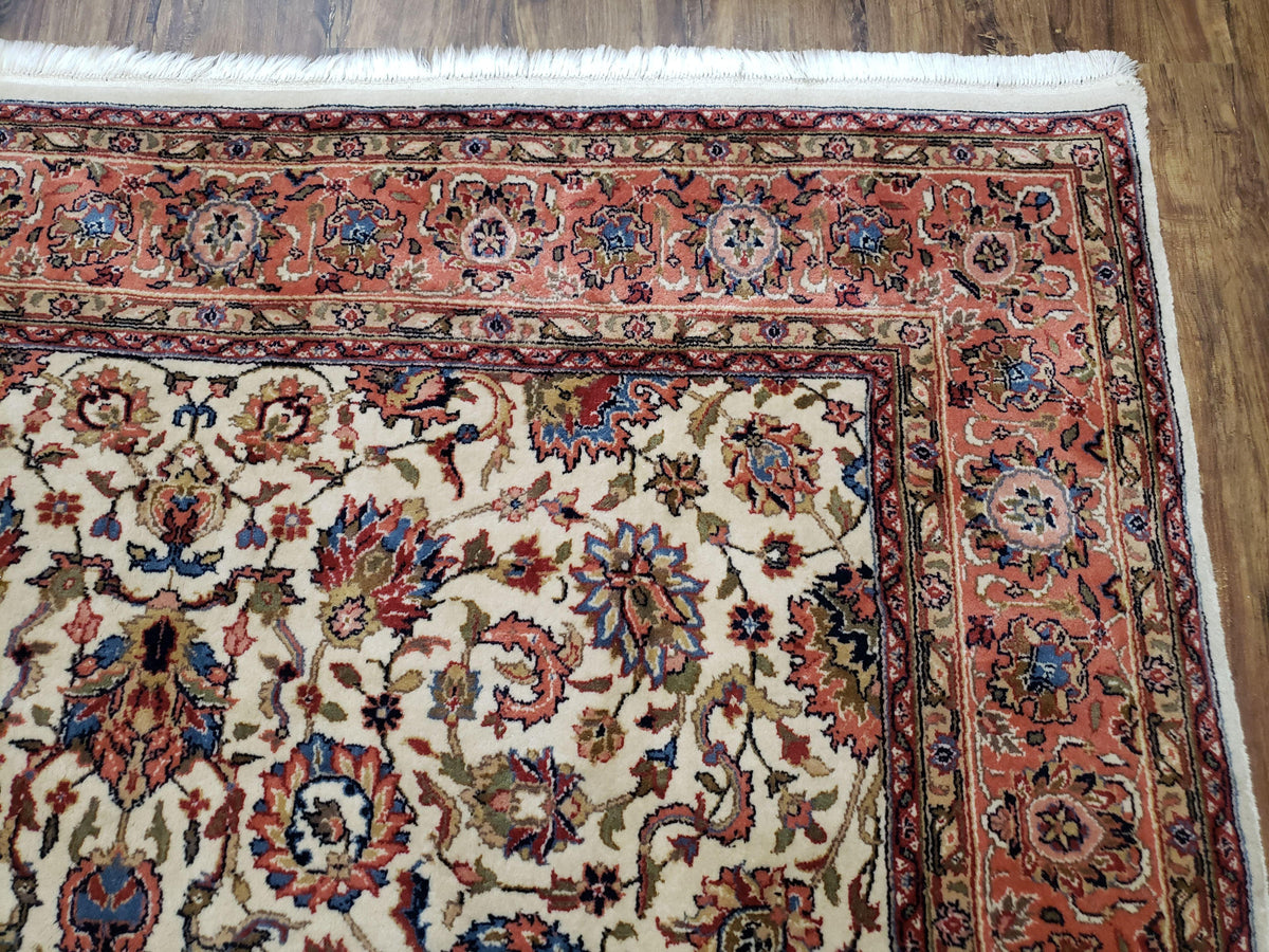 6x9 Top Quality Handmade Wool Area Rug Floral Allover Carpet Veg Dyes Beige - Jewel Rugs, view 7