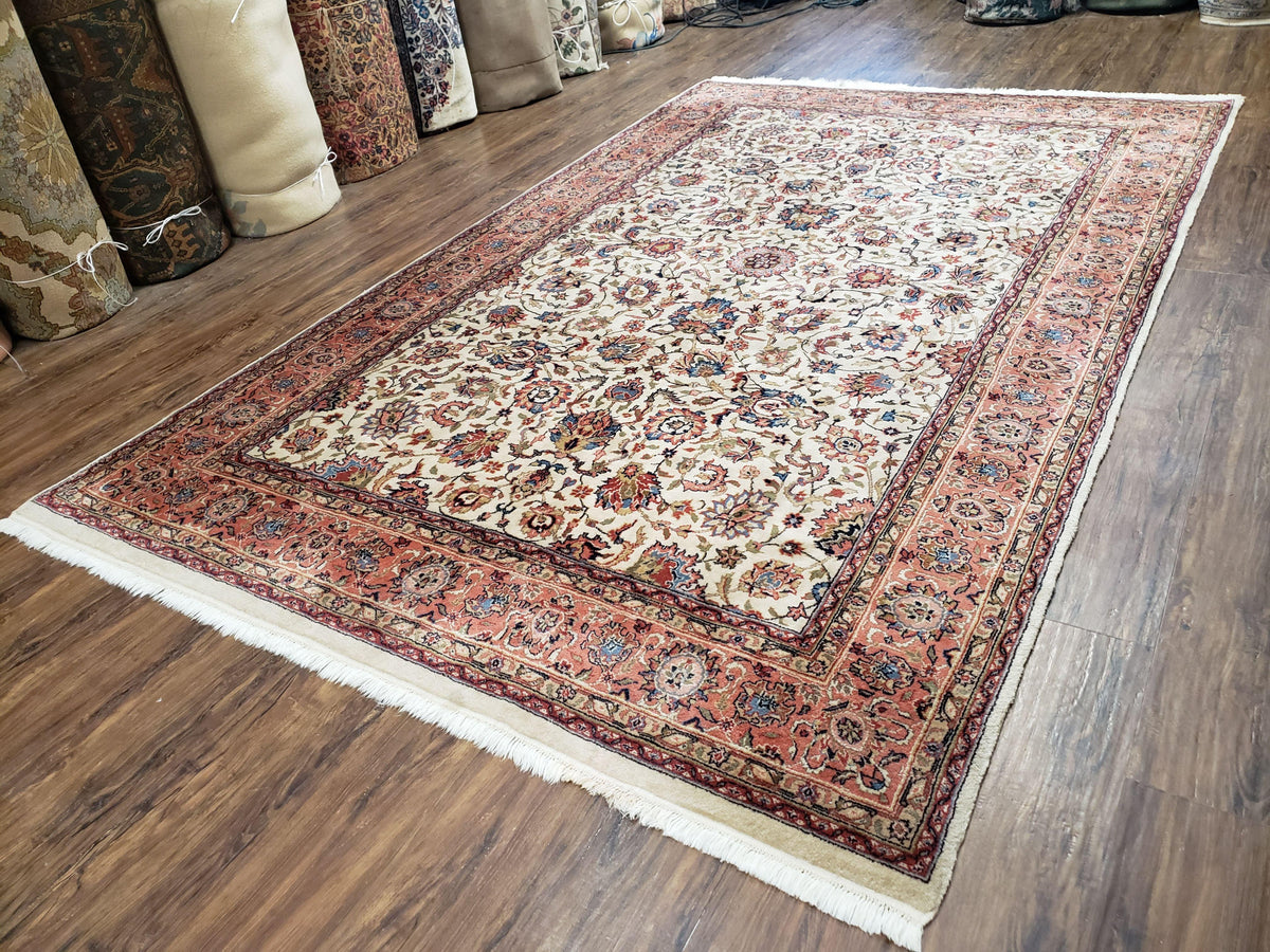 6x9 Top Quality Handmade Wool Area Rug Floral Allover Carpet Veg Dyes Beige - Jewel Rugs, view 2