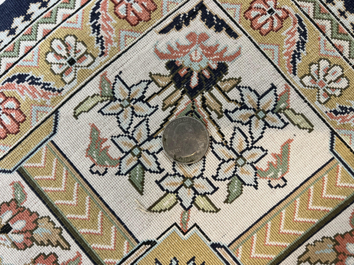 Wonderful Sino Persian Silk Rug 4x6, Tree of LIfe Design, Masterpiece 575 KPSI, Birds, Prayer Rug, Black, Silk on Silk - Jewel Rugs, view 9