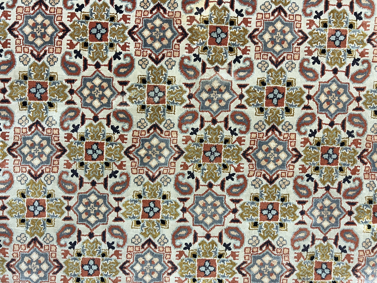 Turkish Kayseri Silk Rug 4x6, Hand Knotted Handmade Vintage Allover Pattern, Fine Silk Oriental Carpet 4 x 6 ft, Traditional Rug, Cream - Jewel Rugs, view 4