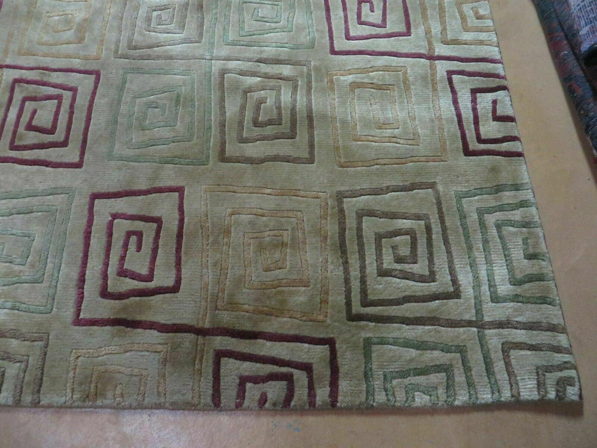 8' X 11' Modern Tibetan Nepal Art Deco Chinese Handmade Wool Silk Rug Abstract - Jewel Rugs, view 9