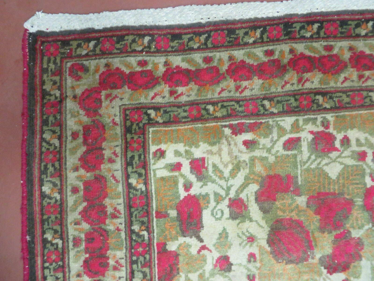 5' X 6' Antique Handmade India Floral Oriental Wool Rug Roses Flowers Traditional Contemporary Design - Jewel Rugs, view 6