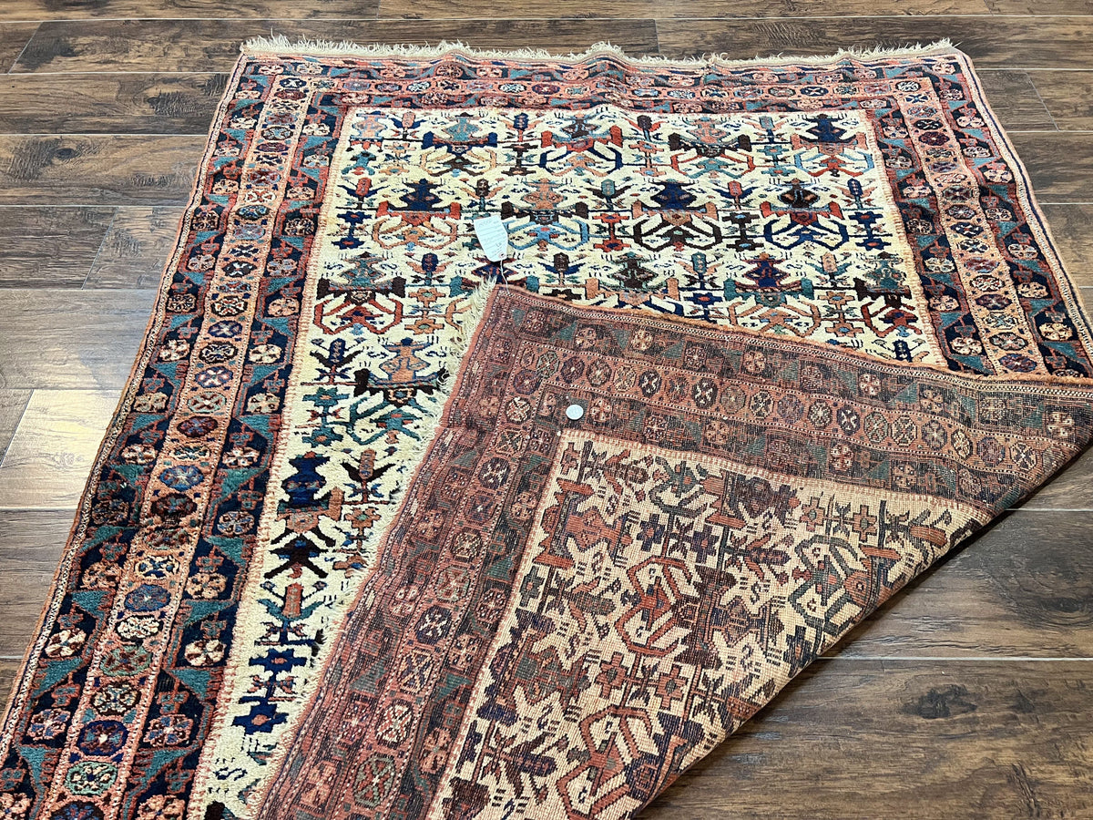 Persian Afshar Rug 5x6, Allover Repeated Motif, Wool Tribal Carpet, Handmade Semi Antique Rug - Jewel Rugs, view 11