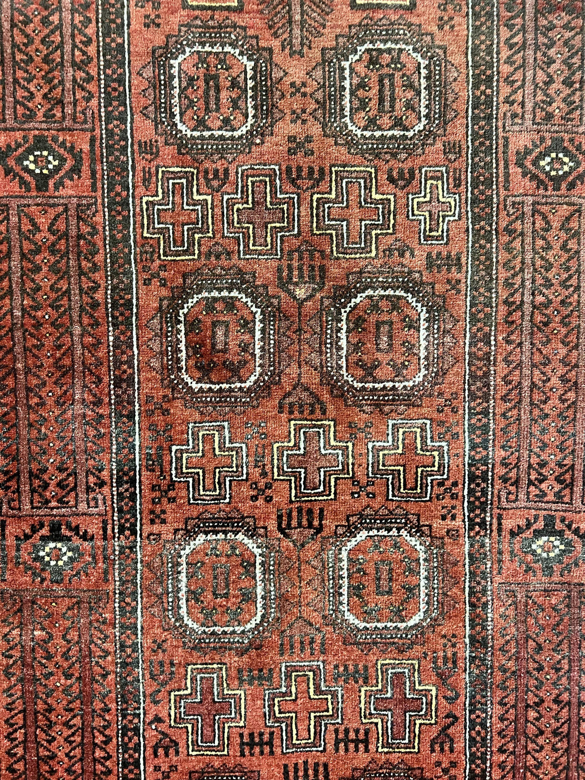 Antique Persian Turkoman Rug 3x6, Wool Tribal Handmade Carpet, Red and Black - Jewel Rugs, view 5