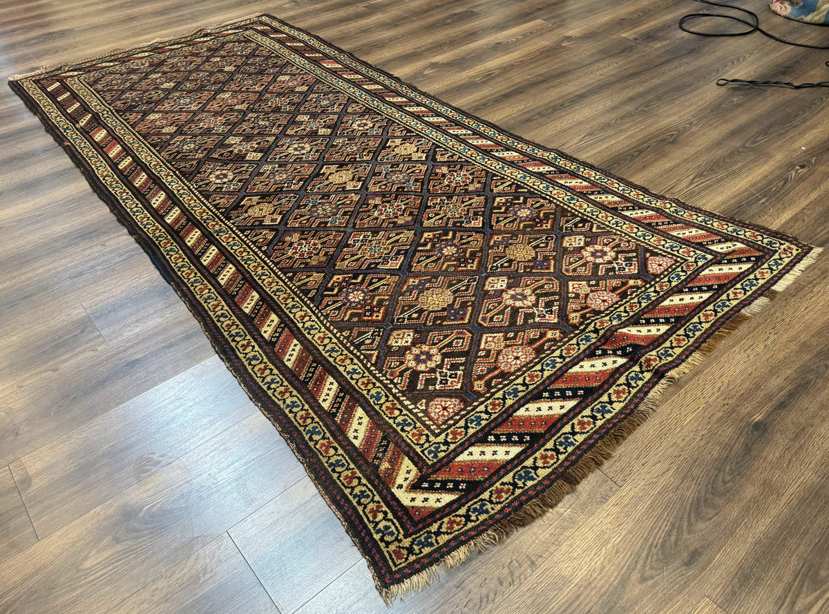Antique Persian Wide Runner Rug 4x9, Kurdish Rug, Panel Design, Rainbow Border, Rare Tribal Rug - Jewel Rugs, view 13