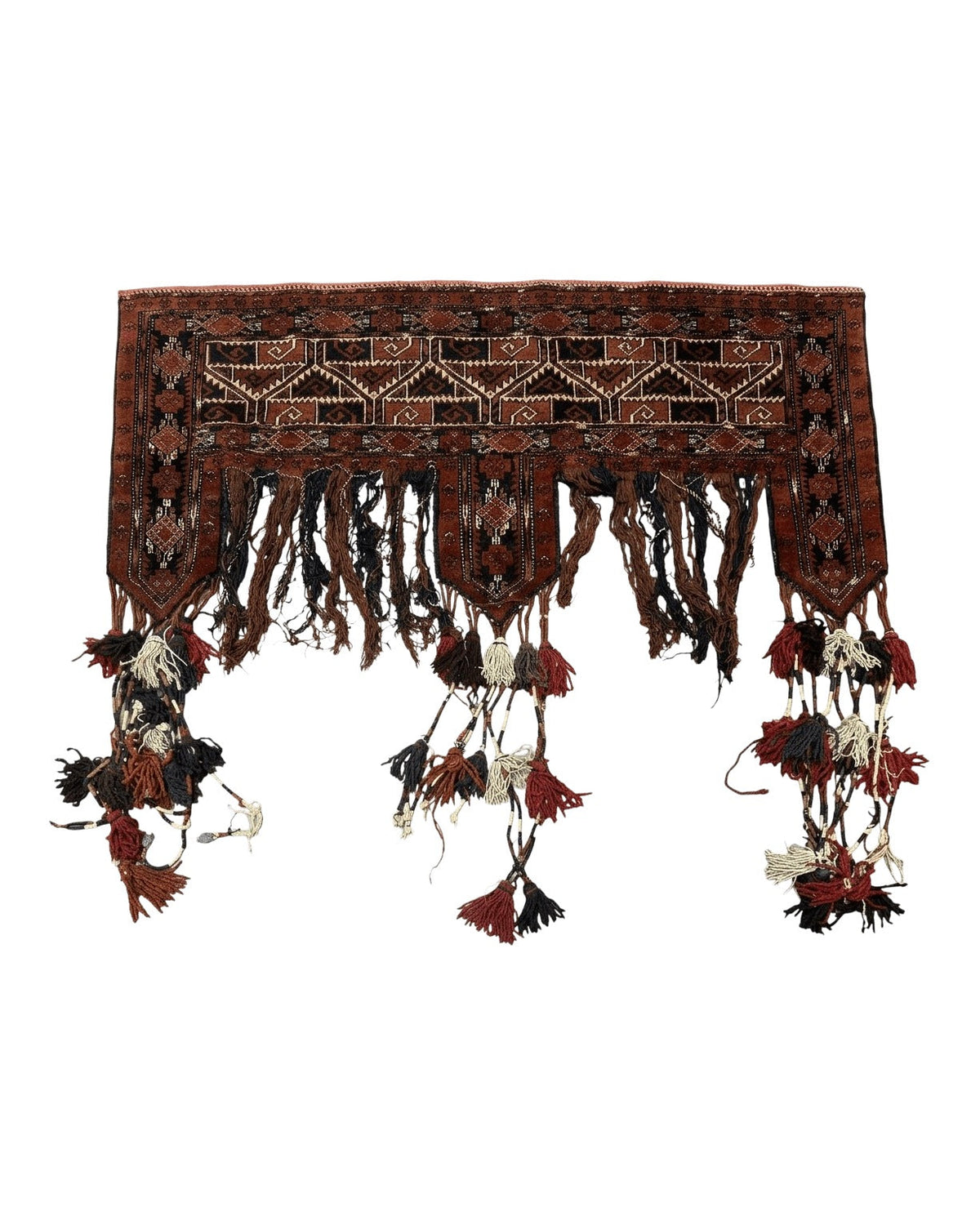 Antique Afghan Beshir Tent Header Textile Rug, Tribal Collectible, Wool - Jewel Rugs