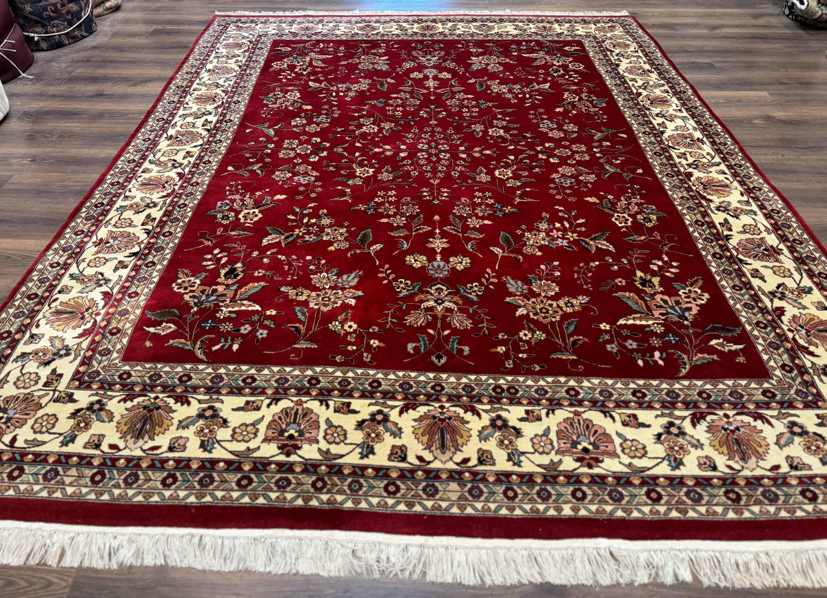 Indo Persian Rug 8x10, Red and Cream, Floral, Pande Cameron - Jewel Rugs, view 2