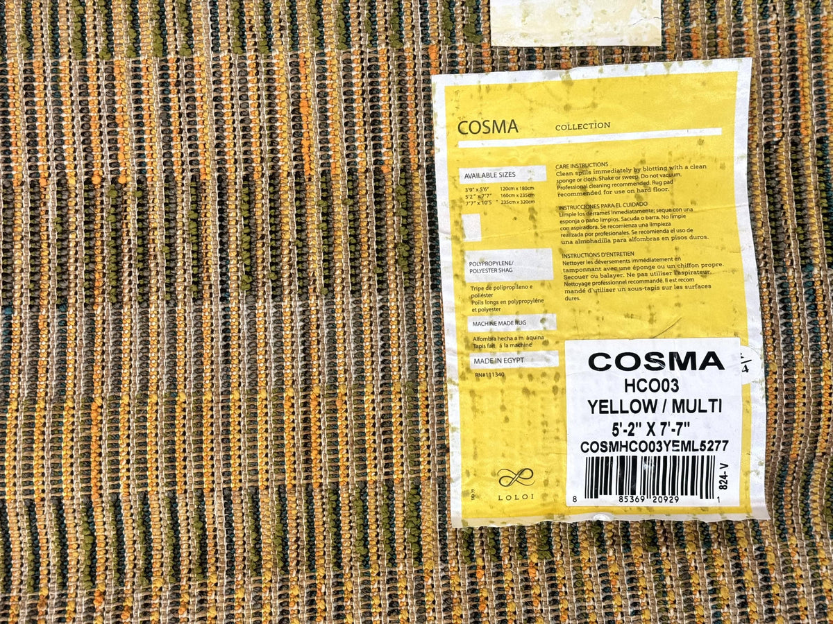 Shag Rug 5x8, Yellow Ivory Charcoal, Contemporary - Jewel Rugs, view 12