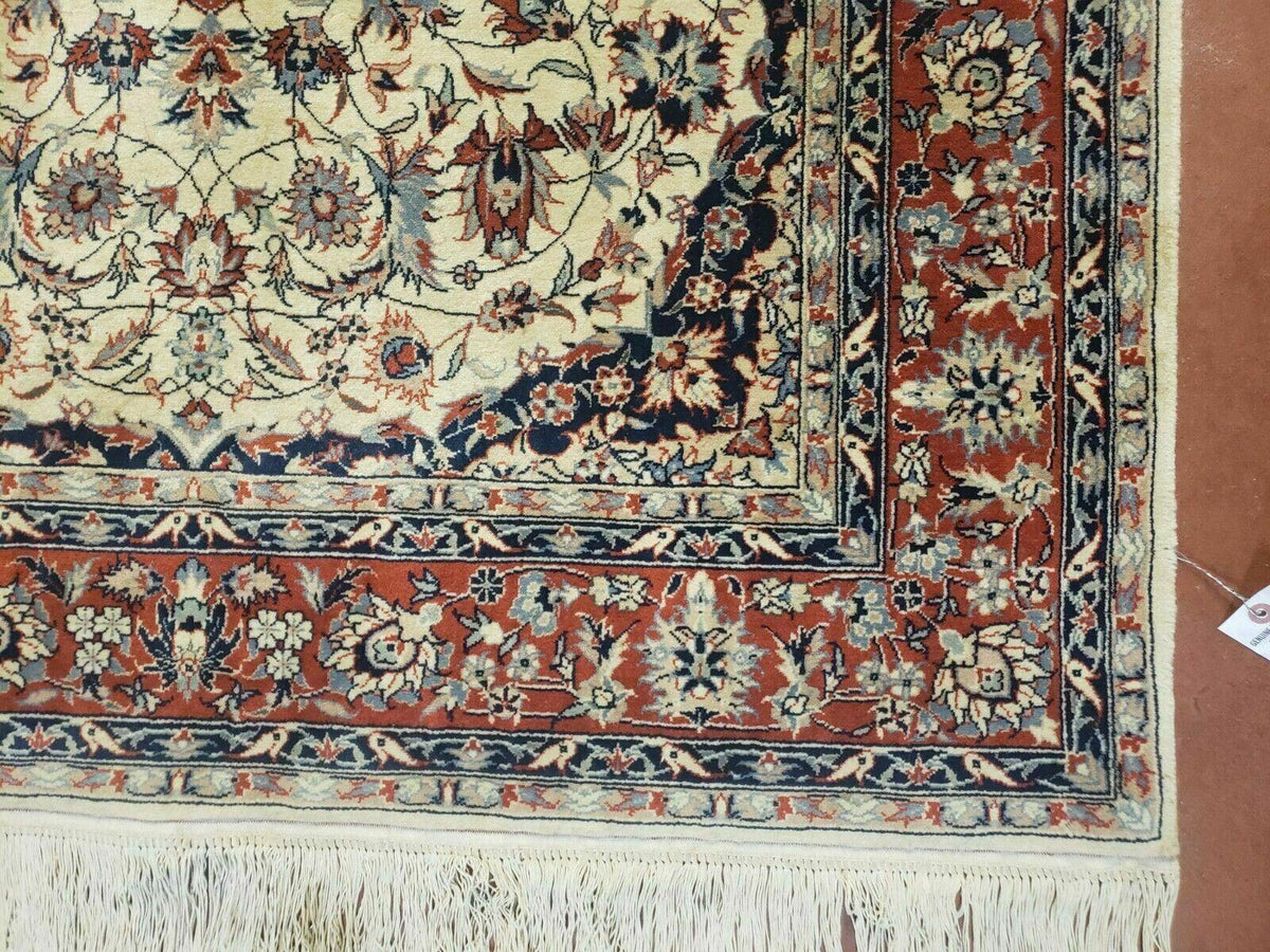 4' X 6' Handmade Ultra Fine Chinese Floral Oriental Wool Rug Hand Knotted Beige - Jewel Rugs, view 9