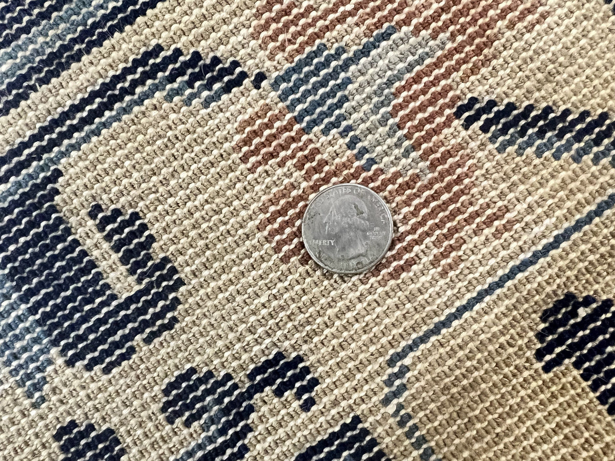 Chinese Peking Rug 4x6, Wool Hand Knotted Handmade Vintage Semi Antique Carpet, Semi Open Field, Light Peach & Navy Blue, Art Deco Rug - Jewel Rugs, view 12