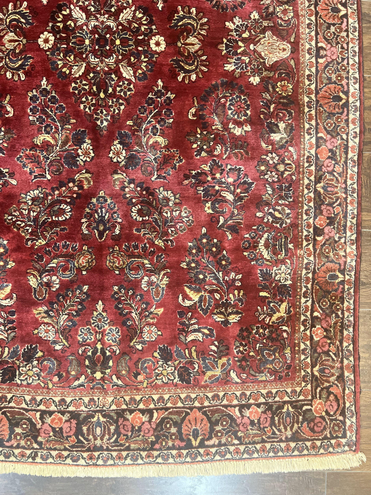 Antique Persian Sarouk Rug 4x7, Hand Knotted Wool Red Persian Carpet, Floral - Jewel Rugs, view 10