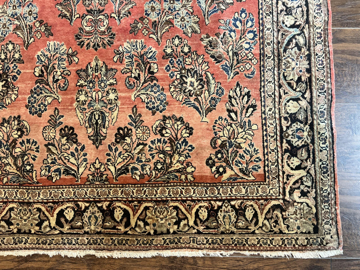 Antique Persian Sarouk Rug 4x7, Hand Knotted Wool Red Persian Carpet, Floral, Fine 300 KPSI - Jewel Rugs, view 9