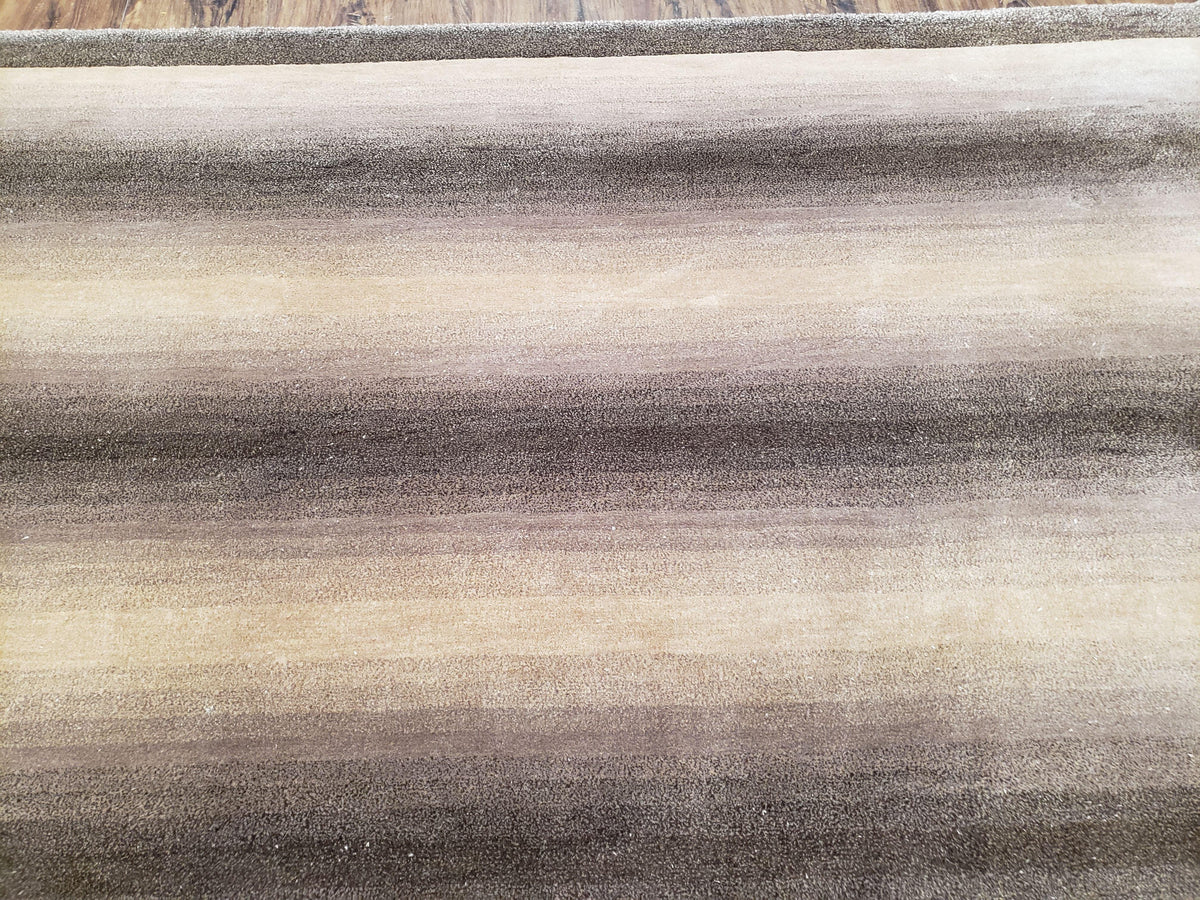 Vintage Safavieh Tibetan Indian Rug 6x9, Nepal Rug, Handmade, Striped Rug, Brown & Beige, 6x9 Oriental Carpet, Wool, Soft - Jewel Rugs, view 12