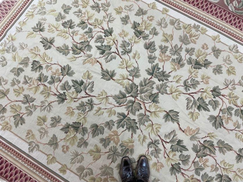 Aubusson Needlepoint Rug 9x12, Flatweave Carpet, Leaves, Wool, New, Handmade - Jewel Rugs, view 3