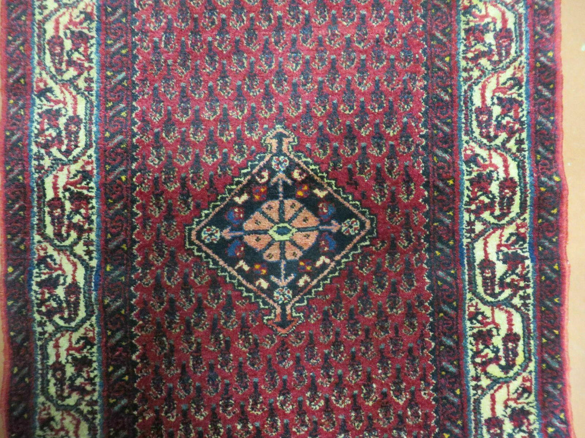 2.5' X 4' Vintage Handmade Indian Amritsar Wool Rug Paisley Design Red - Jewel Rugs, view 5