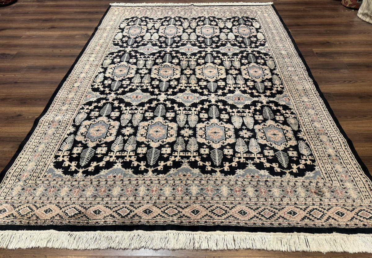 Turkoman Bokhara Rug 6x9, Pakistani Carpet, Black, Hand Knotted - Jewel Rugs, view 2