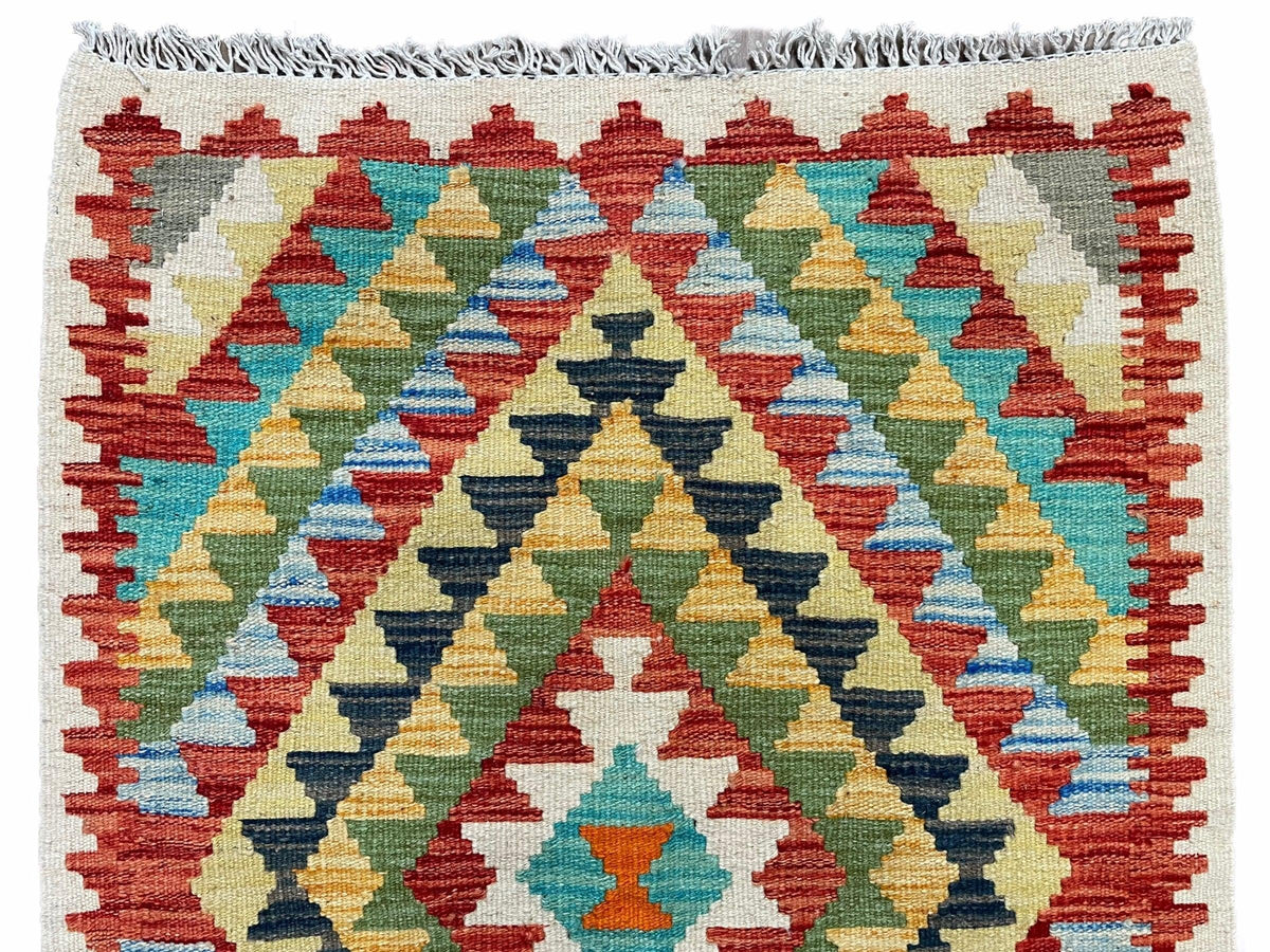 Small Kilim Rug 2x3 Colorful Turkish Kilim Accent Rug New Flatweave Wool Kilim Chobi Kilim Diamond Zigzag Playroom Rug - Jewel Rugs, view 5