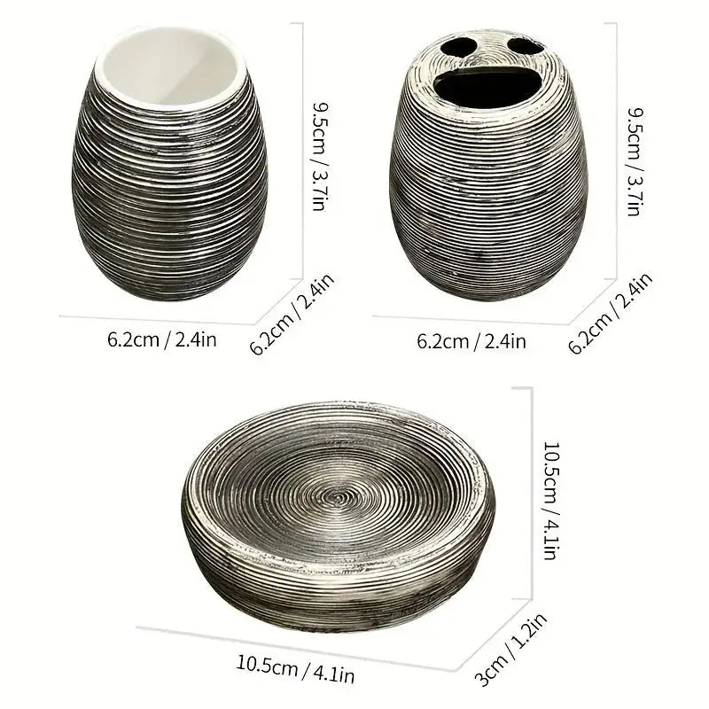 Bathroom Set - Handmade Ceramic White 5-Piece