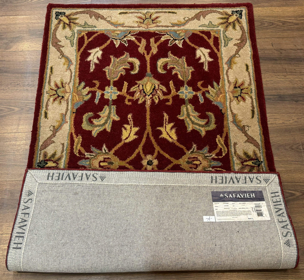 Small Floral Wool Rug 3x5, Safavieh Heritage Collection, Dark Red, Pair A - Jewel Rugs, view 12