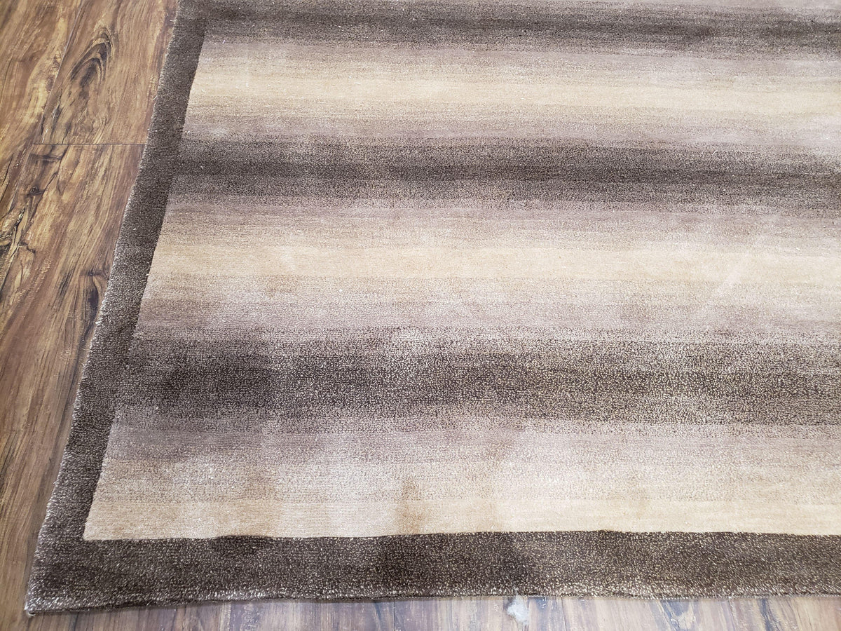 Vintage Safavieh Tibetan Indian Rug 6x9, Nepal Rug, Handmade, Striped Rug, Brown & Beige, 6x9 Oriental Carpet, Wool, Soft - Jewel Rugs, view 8
