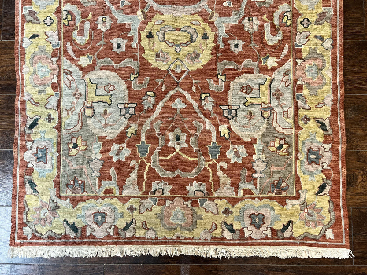 Turkish Flatweave Kilim Rug 4x6, Geometric Wool Handmade Carpet, Vintage - Jewel Rugs, view 6