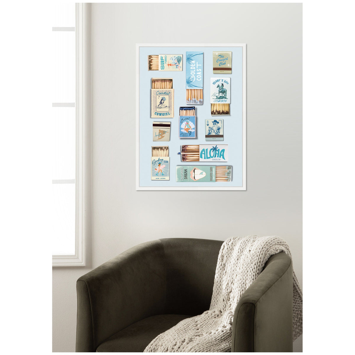 Retro Matchbox Blue Coastal Cowgirl 18x24 FC by Honey Island Studio Framed Canvas Wall Art Print