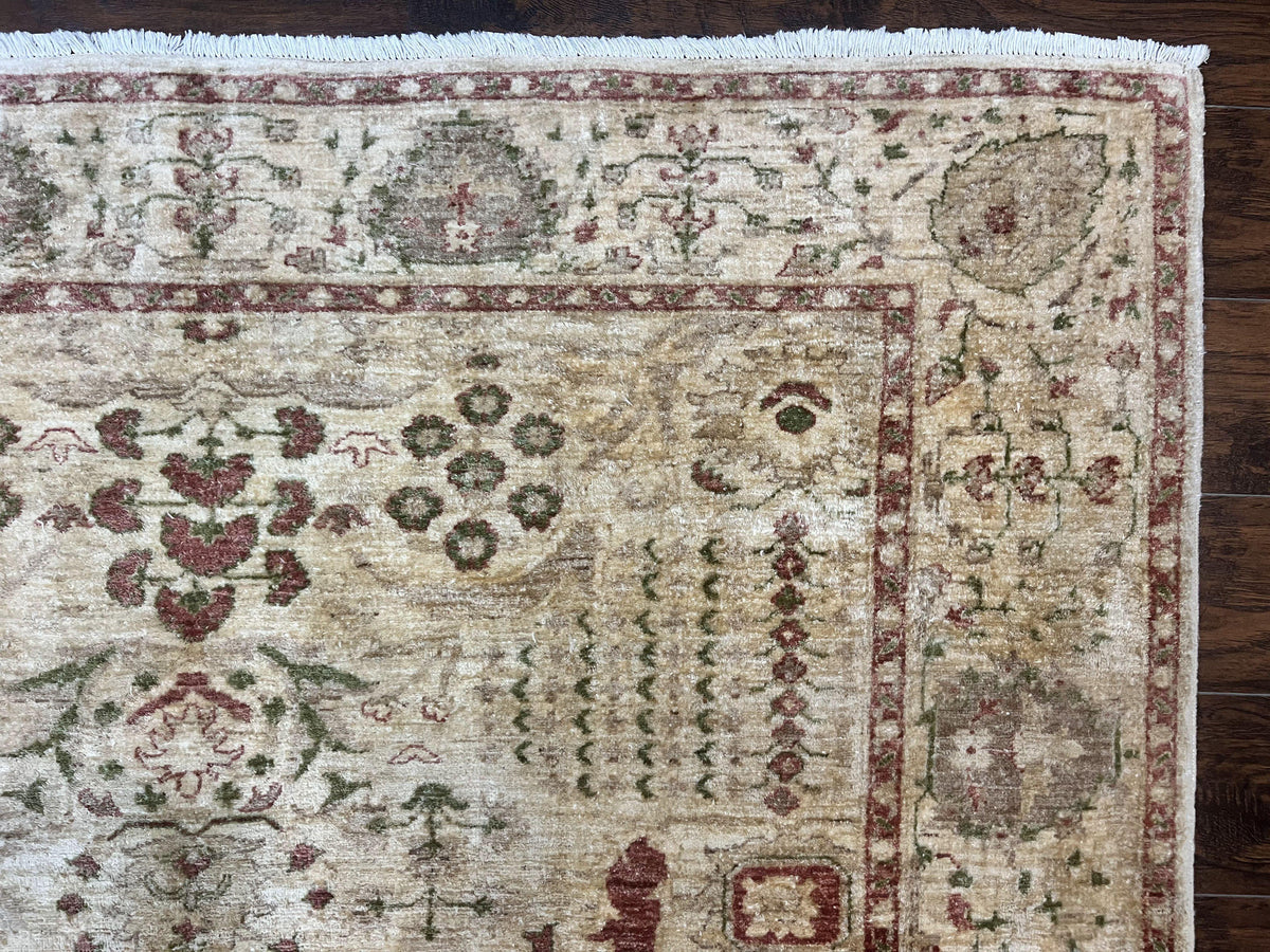 Pakistani Oushak Rug 6 x 9.6, Handmade Wool Peshawar Carpet, Farmhouse Rug - Jewel Rugs, view 8