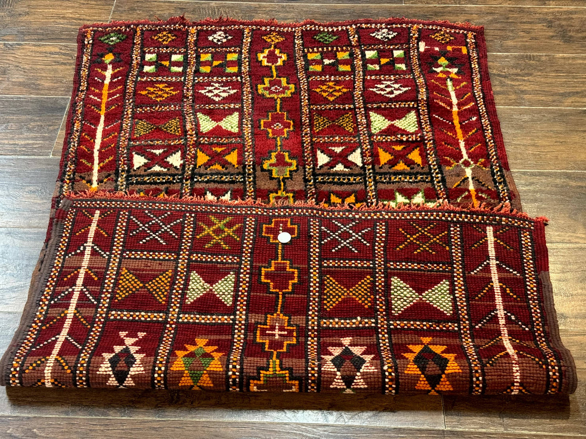 Moroccan Berber Tribal Rug 3x5, Geometric Area Rug, Red Orange Brown - Jewel Rugs, view 11