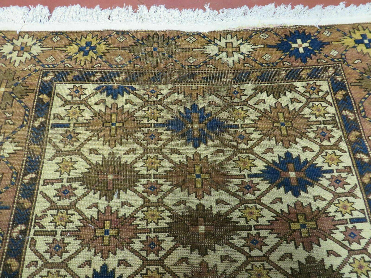 4' X 5' Antique Handmade Caucasian Kazak Shirvan Wool Rug Snow Flakes - Jewel Rugs, view 4