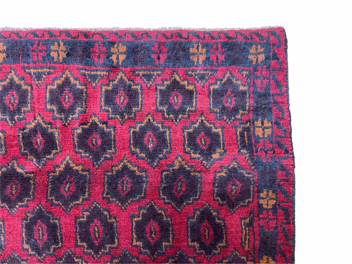 2' 10" X 4'7" Vintage Handmade Tribal Wool Rug Balouchi Rug Afghan Rug Red Blue - Jewel Rugs, view 8