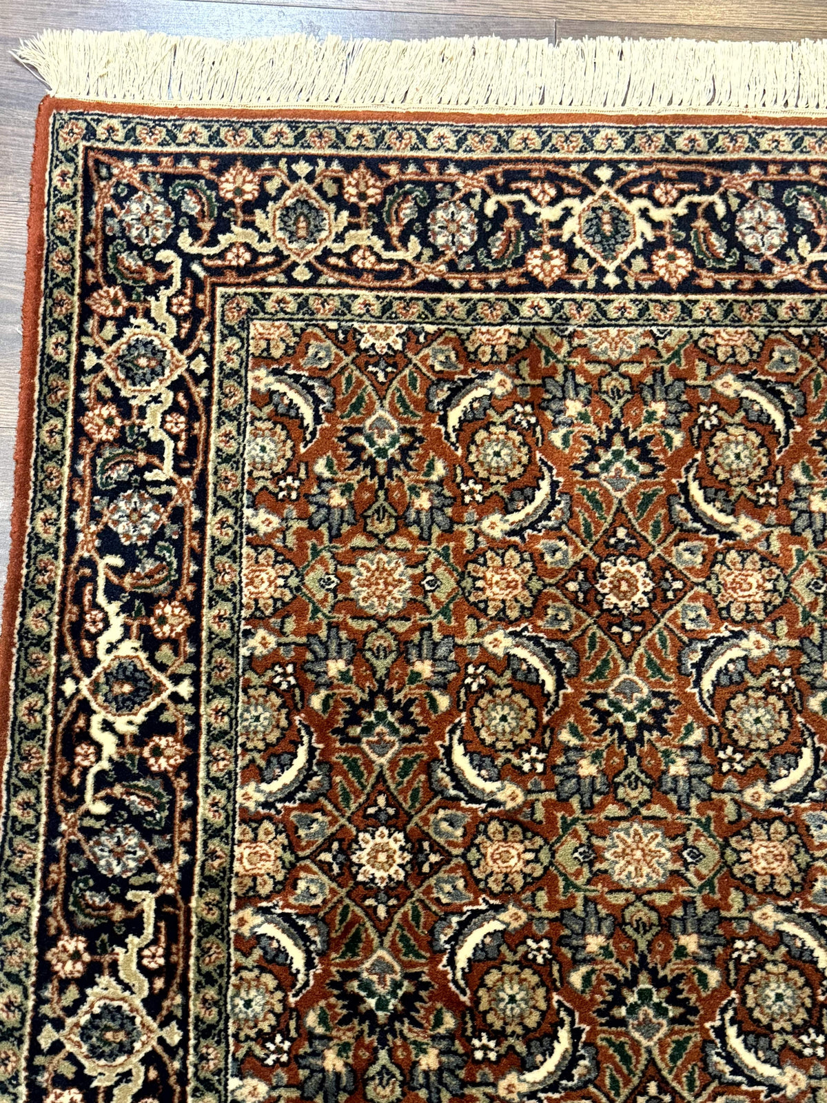 Indo Persian Bijar Rug 3x5, Red and Navy Blue, Allover Pattern, Fine Hand Knotted Wool Carpet - Jewel Rugs, view 7