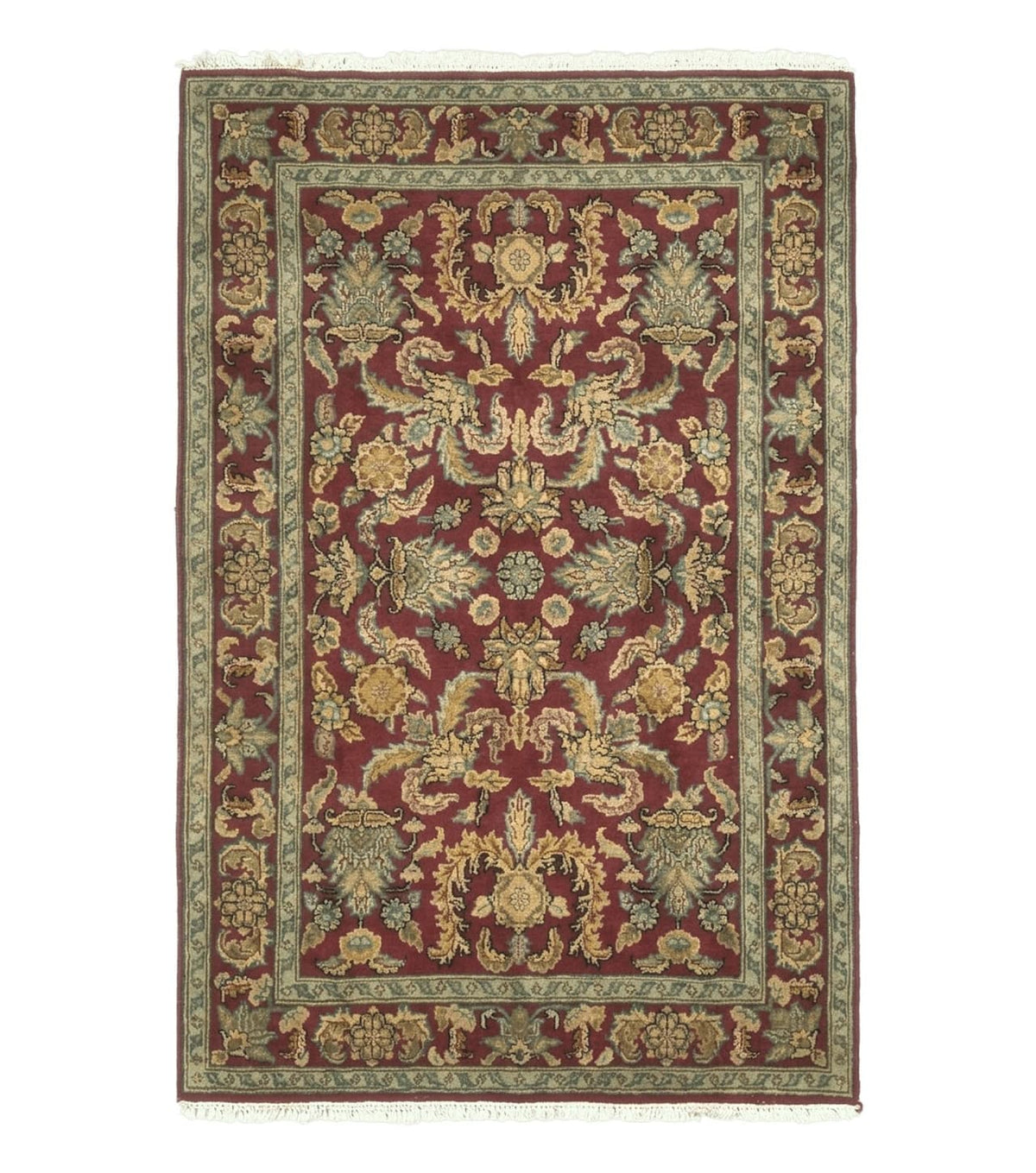 Indo Persian Mahal Rug 4x6, Floral Allover Pattern, Maroon - Jewel Rugs
