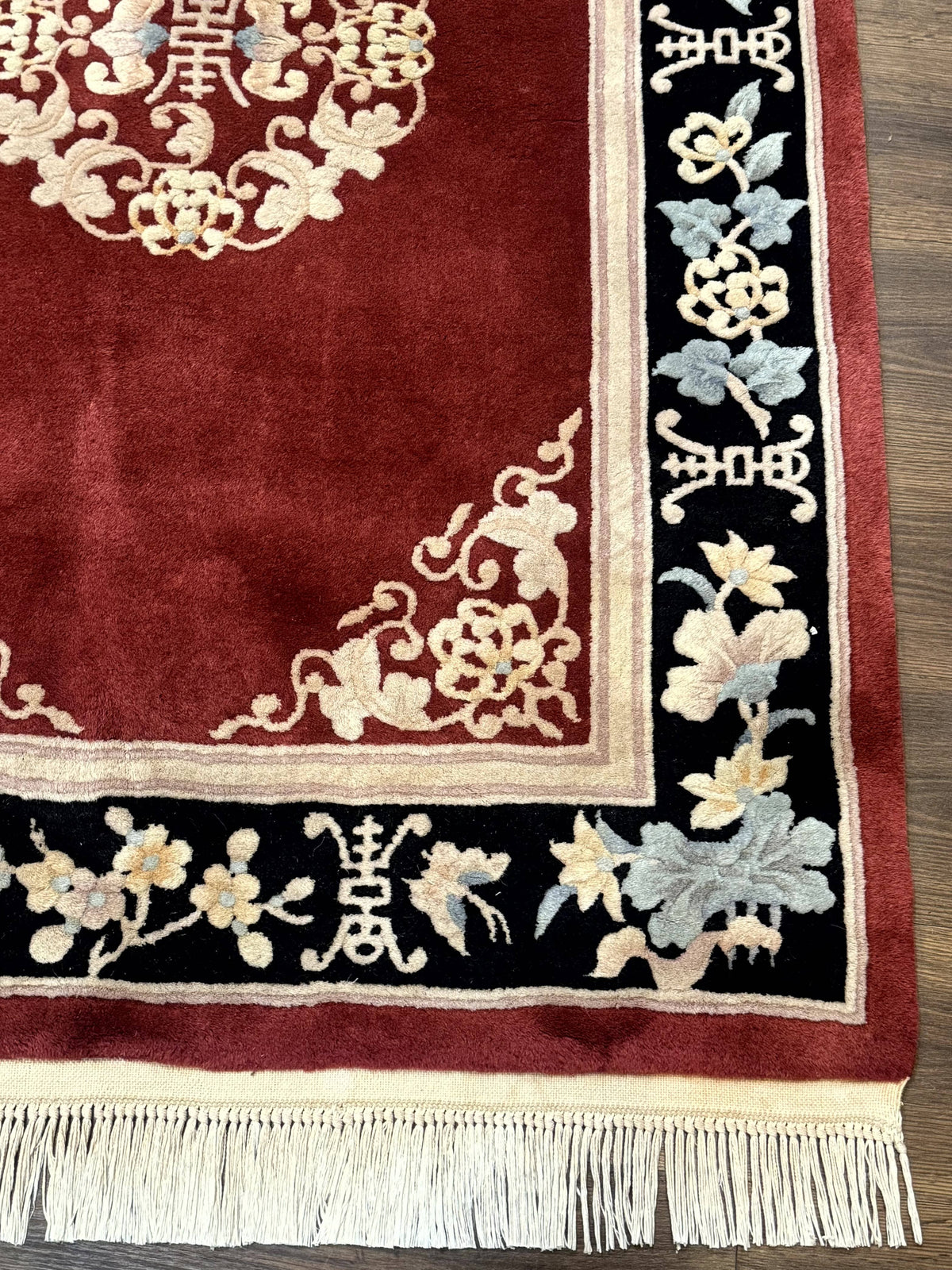 Dark Red Chinese Wool Rug 4x6, Chinese 90 Line Rug, Carving Rug, Handmade, Pair B - Jewel Rugs, view 10