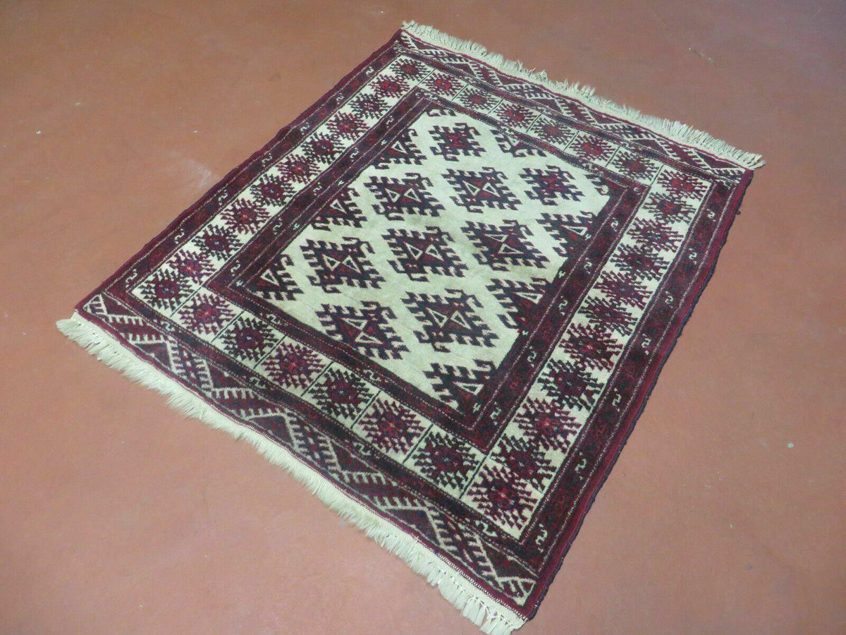 3' X 3' Vintage Handmade Turkoman Bokhara Yamud Wool Rug Nice - Jewel Rugs, view 2
