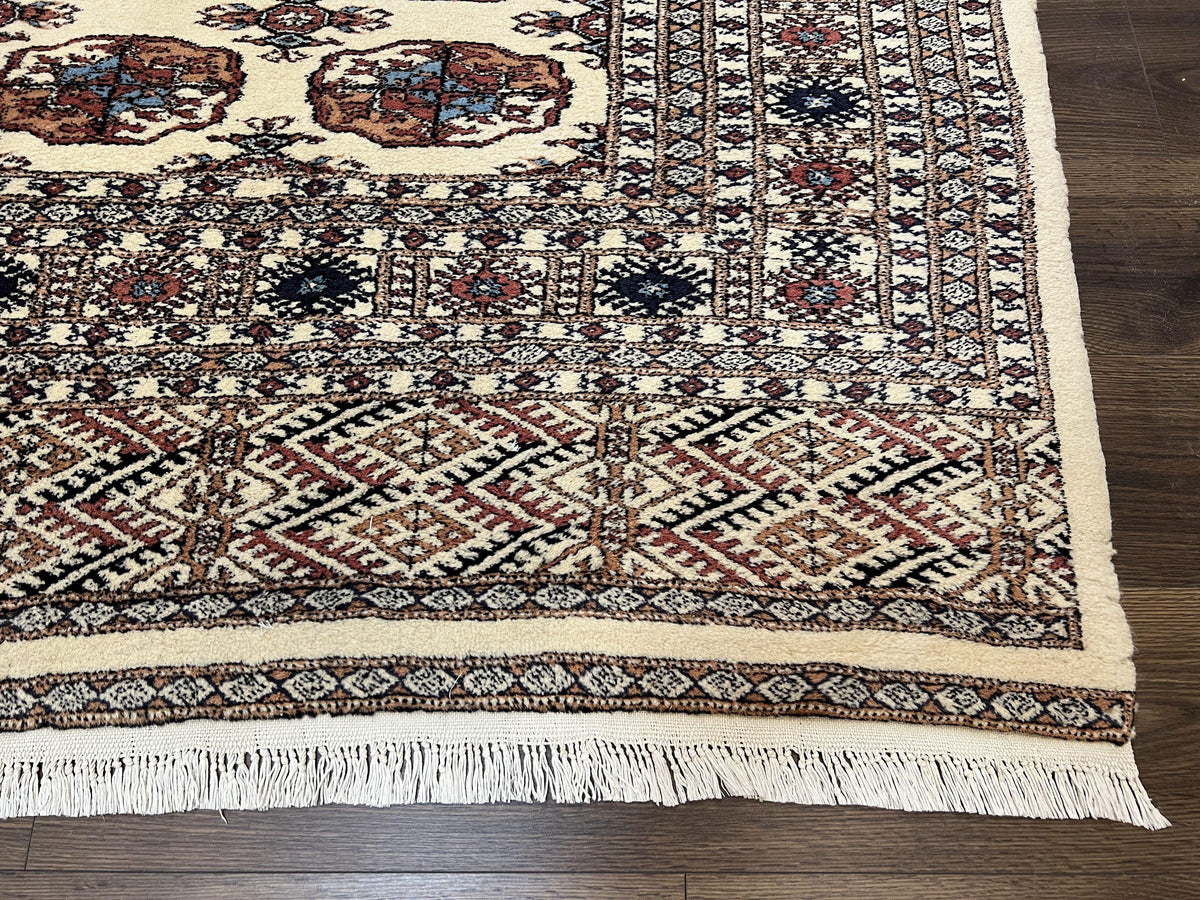 Pakistani Bokhara Rug 8x10, Wool Turkoman Carpet, Ivory/Cream - Jewel Rugs, view 10