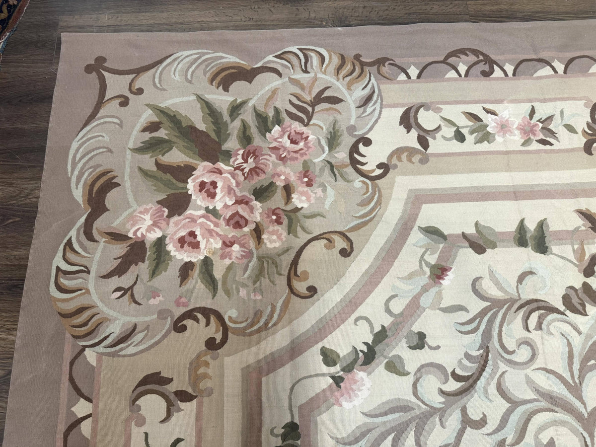 Palace Sized Aubusson Rug 13 x 20, Flatweave Aubusson Weave, Oversized Rug, European French Elegant Design - Jewel Rugs, view 7