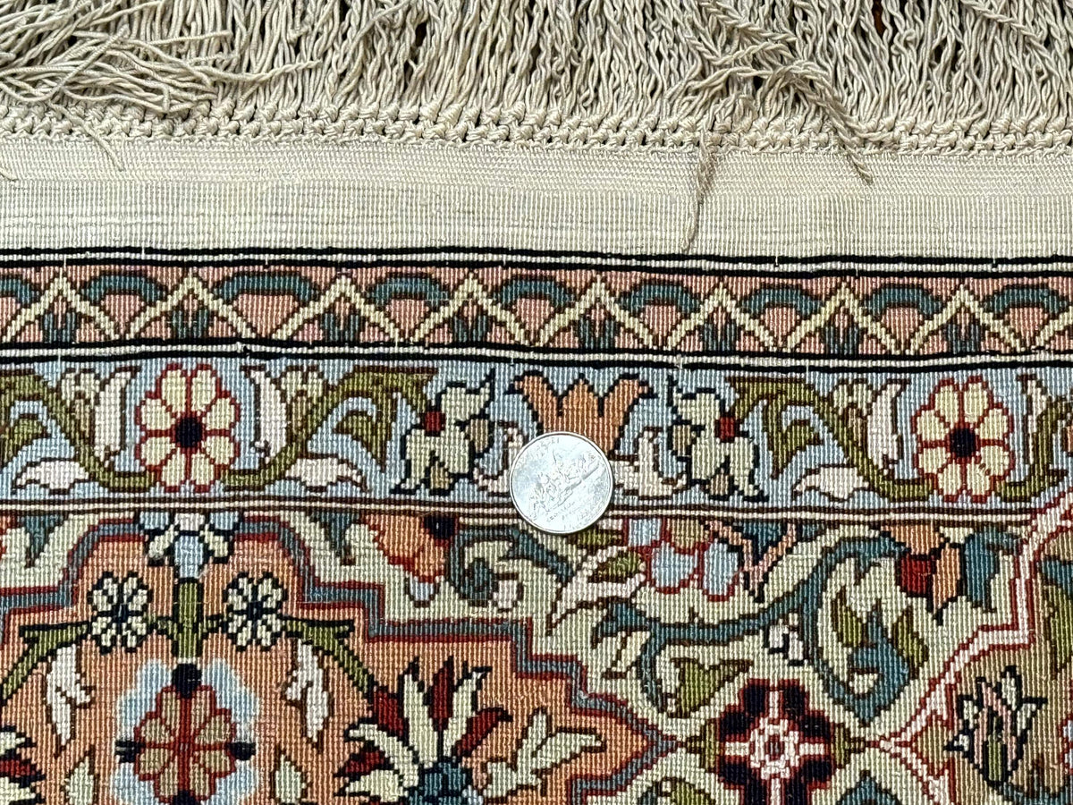 Rare Turkish Hereke Silk Rug 3x5, Tree of Life Persian Vase Design, Very Fine 440 KPSI, Signed - Jewel Rugs, view 10