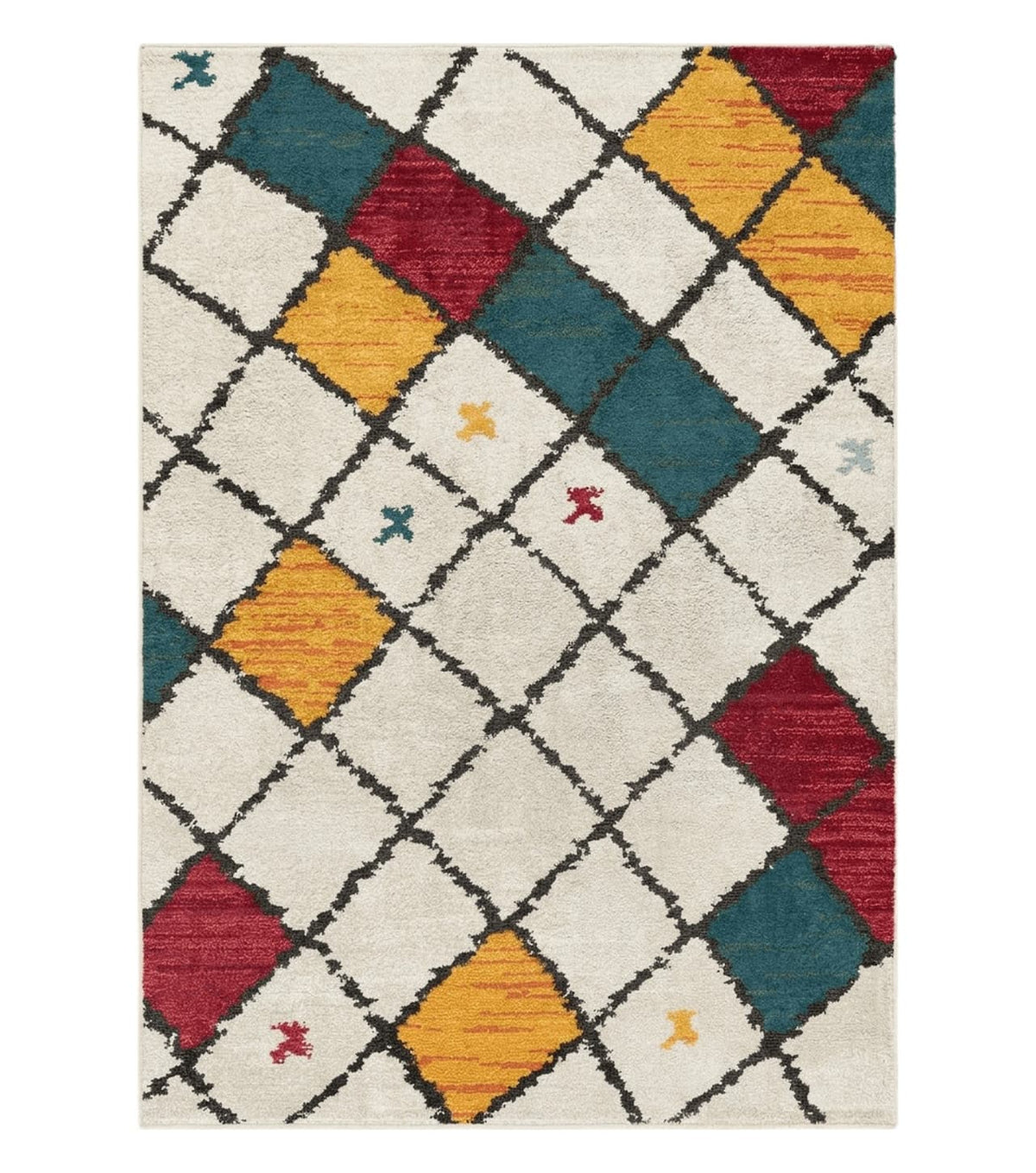 Panel Design Rug 5 x 7.6, Ivory/Beige & Multicolor - Jewel Rugs