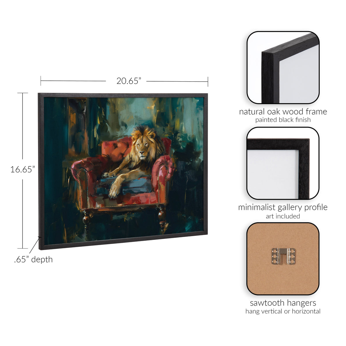 Gallery Lion Portrait in Rich Jewel Tones Print by The Creative Bunch Studio